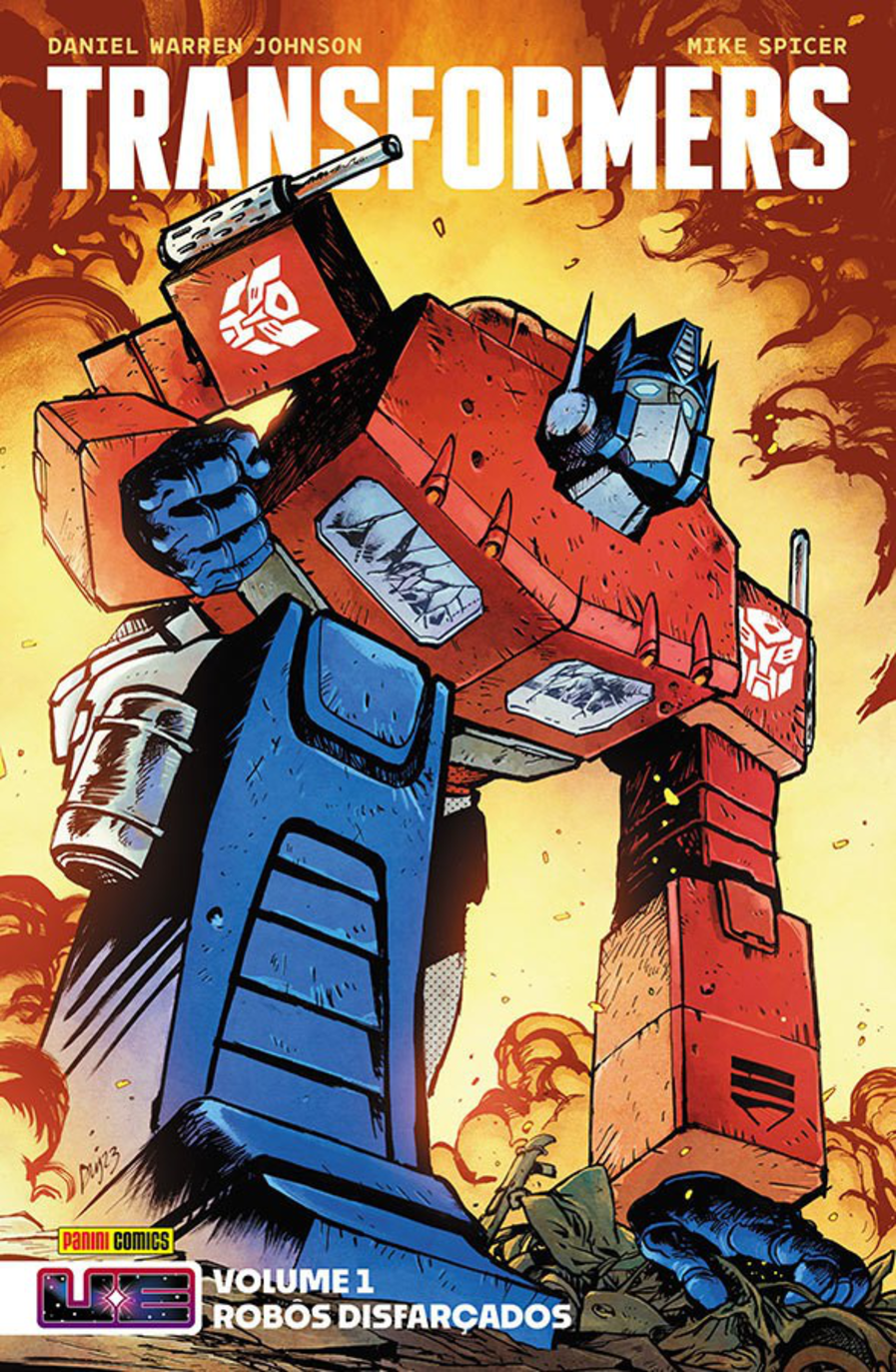 Capa brasileira de Transformers Vol. 1: Robôs Disfarçados